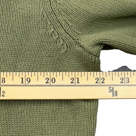 L.L. Bean Sweater Size Large Mens Green Cotton Quarter-Zip Pullover - Picture 4 of 7